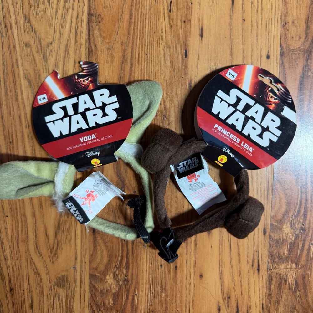 Star Wars Yoda and Princess Leia Dog Headband Set S/M Disney Rubies Pet Costume